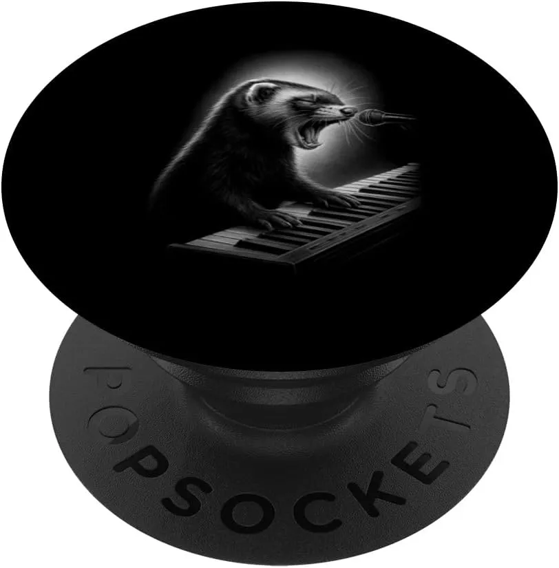 Ferret Playing Keyboard Piano Player Pet Lover PopSockets Adhesive PopGrip