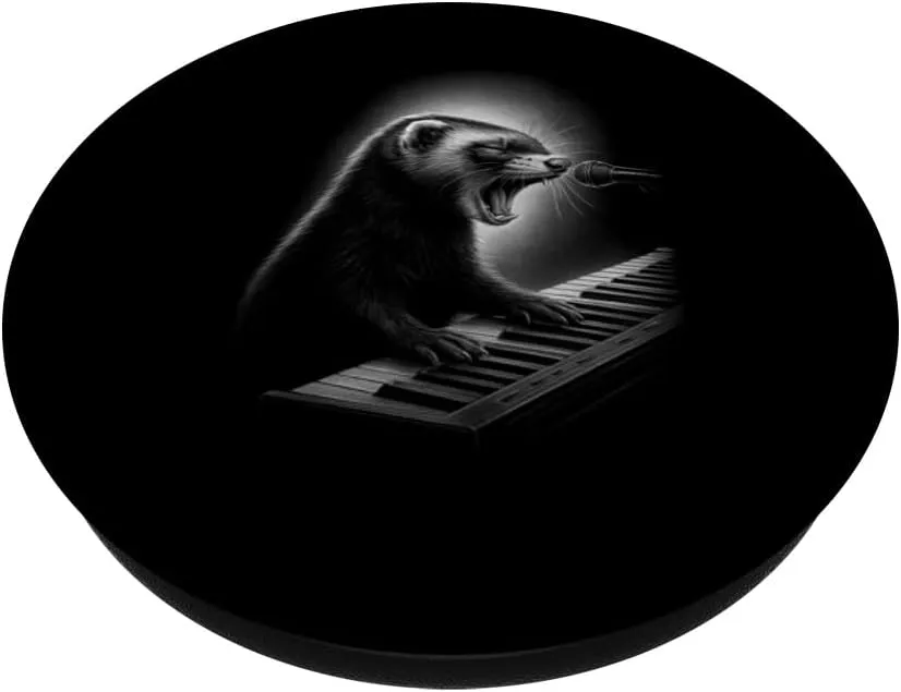 Ferret Playing Keyboard Piano Player Pet Lover PopSockets Adhesive PopGrip