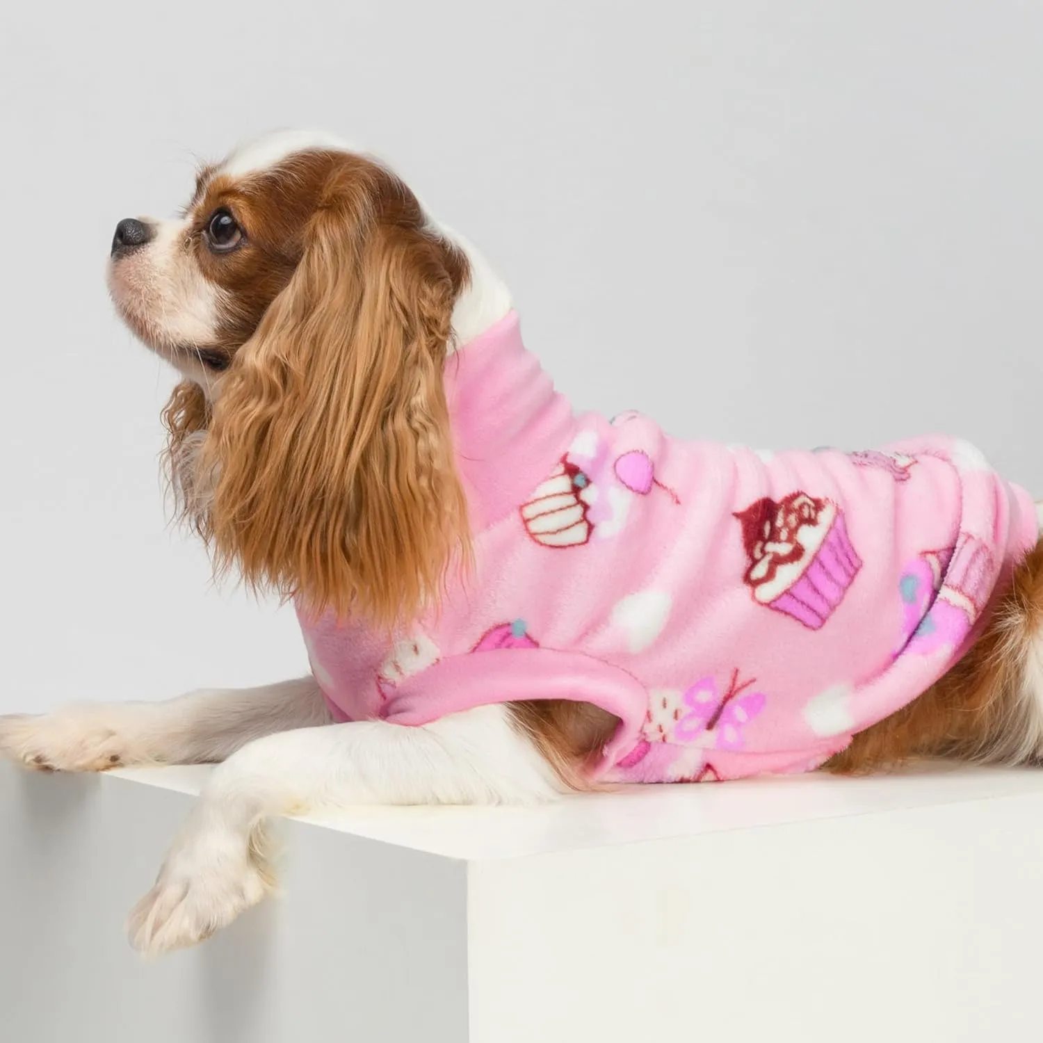 Fitwarm Fleece Cupcake Dog Sweater Vest, Pink Small Dog Winter Clothes for Girls