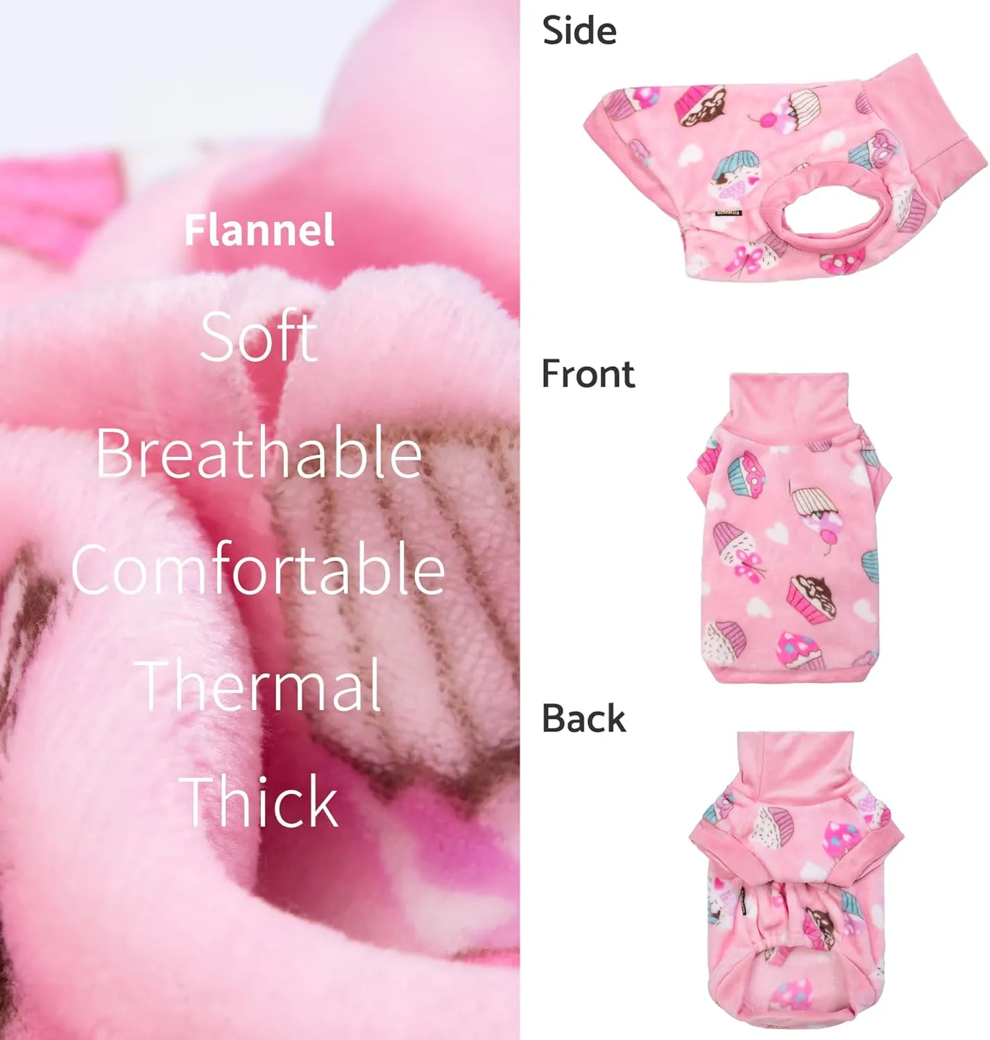 Fitwarm Fleece Cupcake Dog Sweater Vest, Pink Small Dog Winter Clothes for Girls
