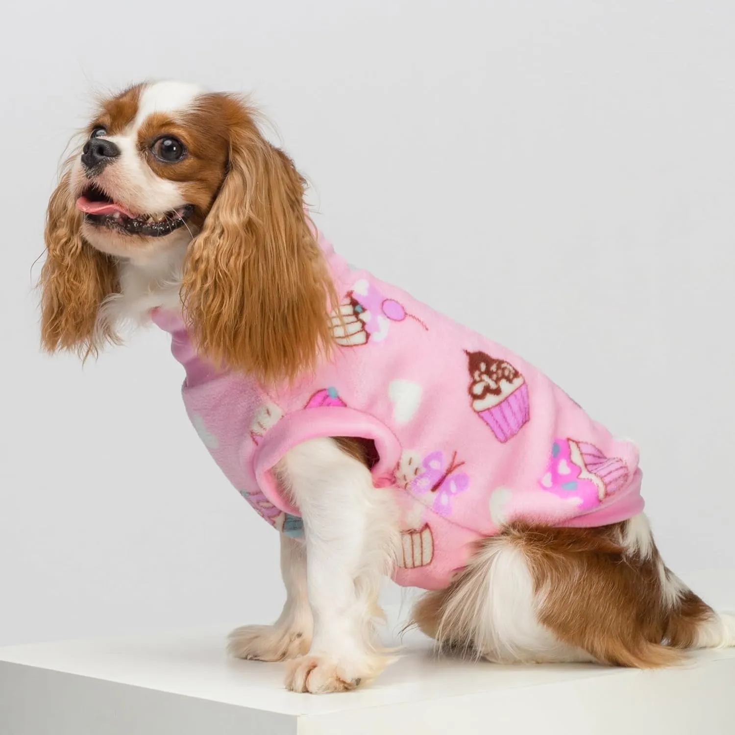 Fitwarm Fleece Cupcake Dog Sweater Vest, Pink Small Dog Winter Clothes for Girls