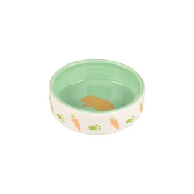 Flamingo Aila Ceramic White-Green Small Animal Feeding Bowl 100ml