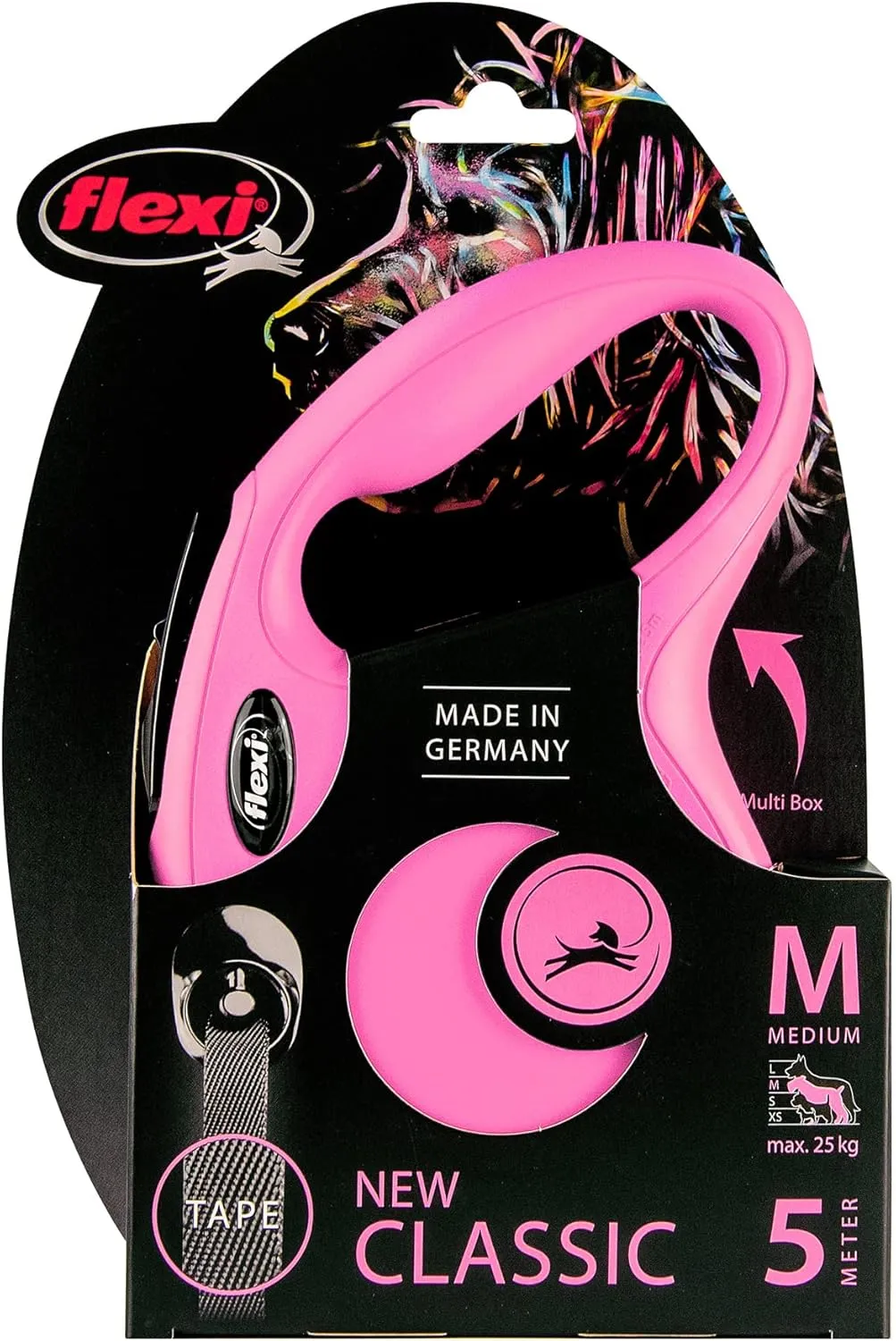 FLEXI New Classic Retractable Lead, M Cord 5 M Pink, Multicolor