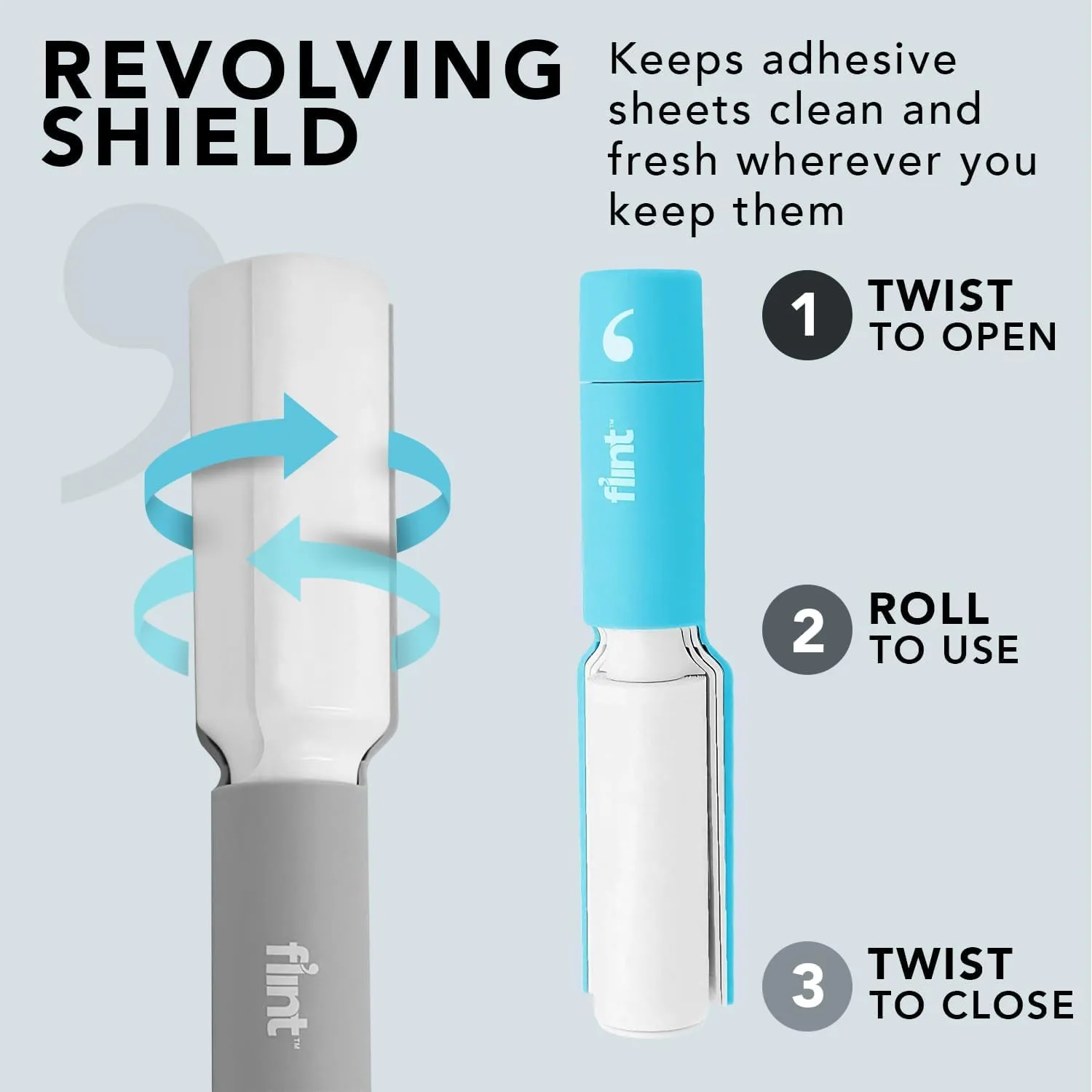 Flint Plus Retractable Lint Remover & Pet Hair Roller for Clothes  Refillable & Reusable Lint Roller with 70 Extra Sticky Tear-Off Sheets  Value Pack, Light Blue