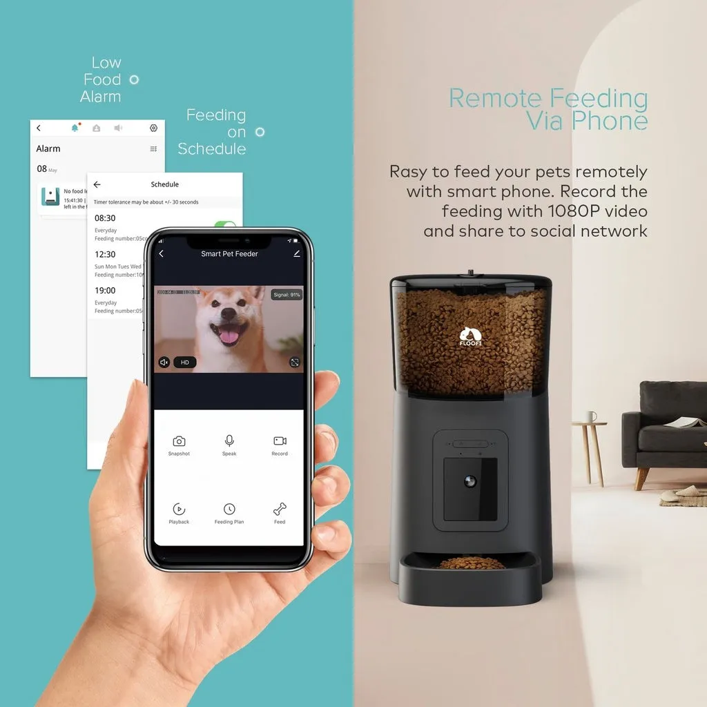 Floofi - Smart Pet Feeder with Camera - Black