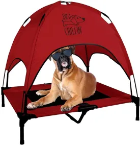 Floppy Dawg Just Chillin' Elevated Dog Bed. Cool Cot with Removable Canopy Shade. Indoor or Outdoor Pet Use. Lightweight and Portable. Chill in Style on Raised Breathable Mesh Fabric.