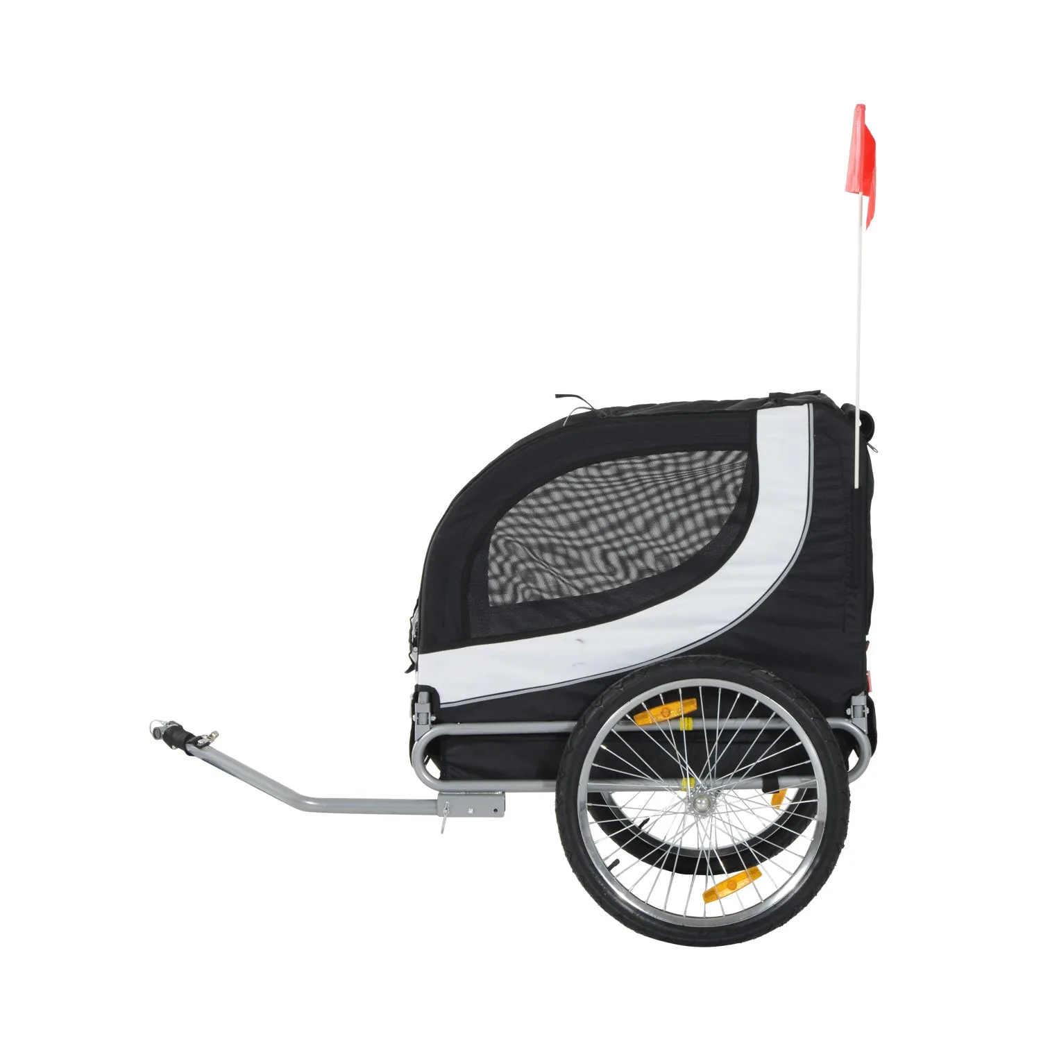 Folding Dog Bike Trailer Pet Bicycle Jogger Travel Carrier-Black & White