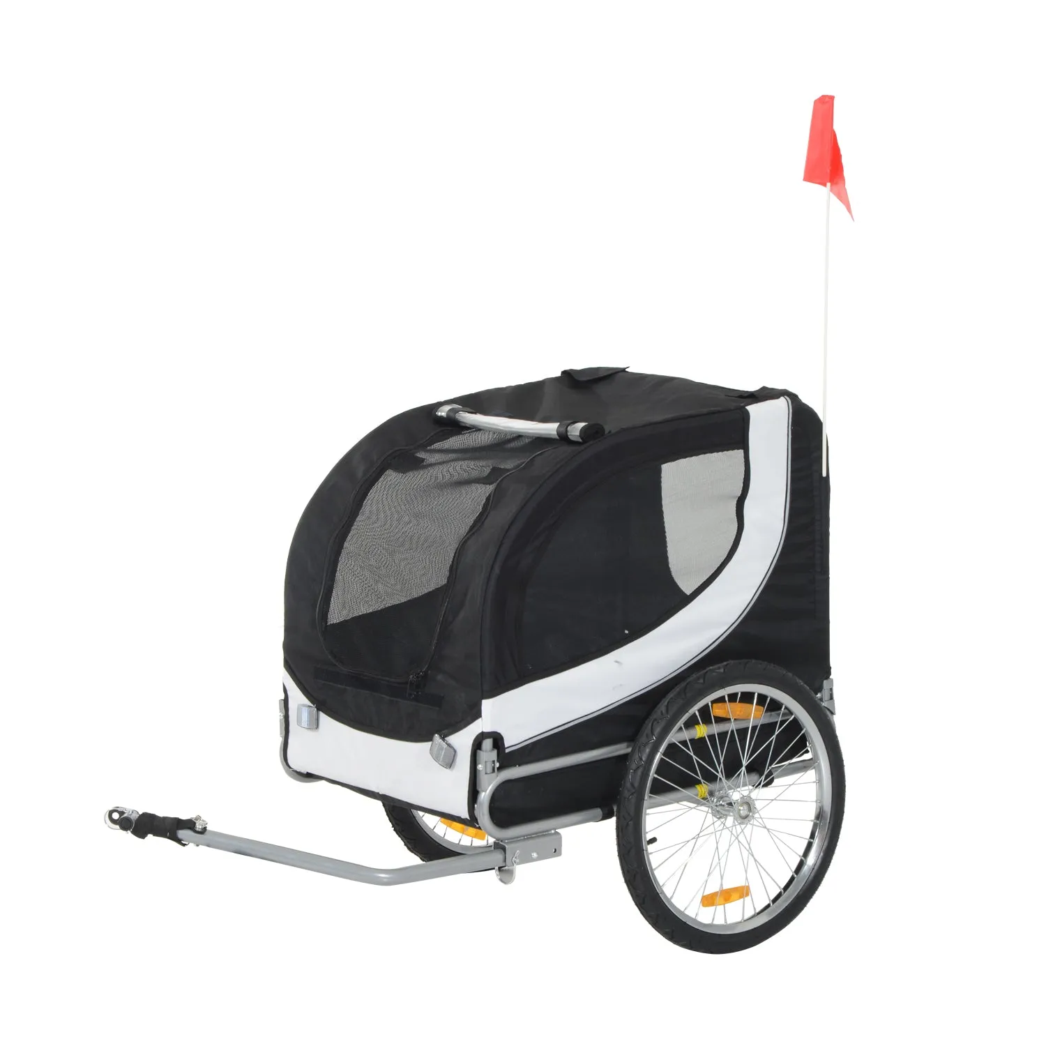 Folding Dog Bike Trailer Pet Bicycle Jogger Travel Carrier-Black & White