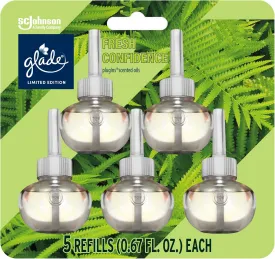 Glade PlugIns Refills Air Freshener, Fresh Confidence, Scented and Essential Oils for Home and Bathroom, 0.67 Fl Oz, 5 Count