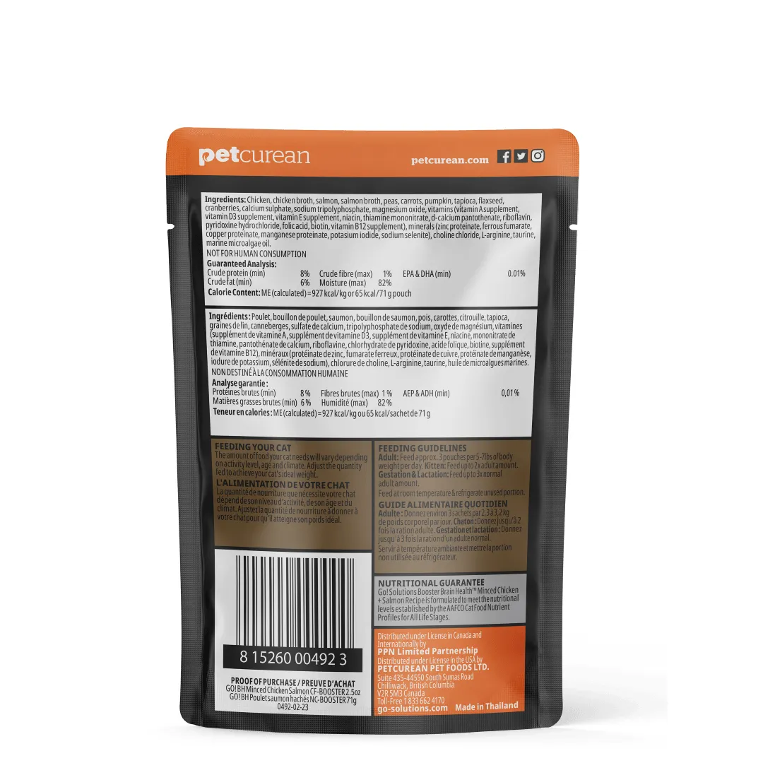 Go! Booster Brain Health Minced Chicken   Salmon with gravy for cats