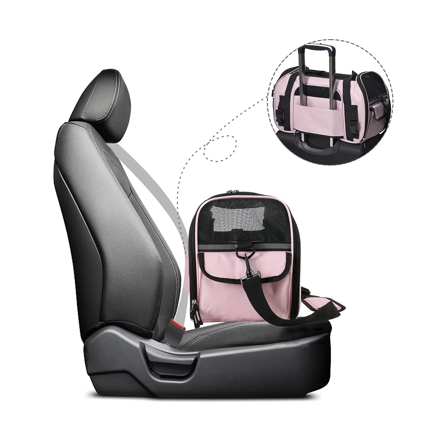 GOOPAWS Soft Sided Small Dog Carriers Comfort for Travel, Pink, 17"
