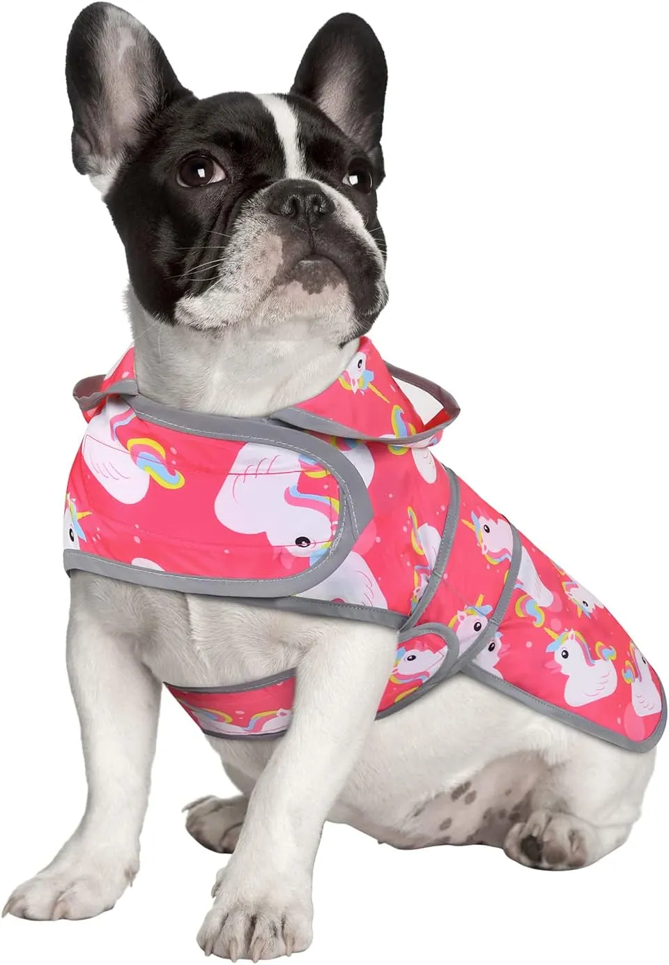 HDE Dog Raincoat with Clear Hood Rain Jacket Poncho for Small Medium Large Dogs Unicorn Ducks Pink - M