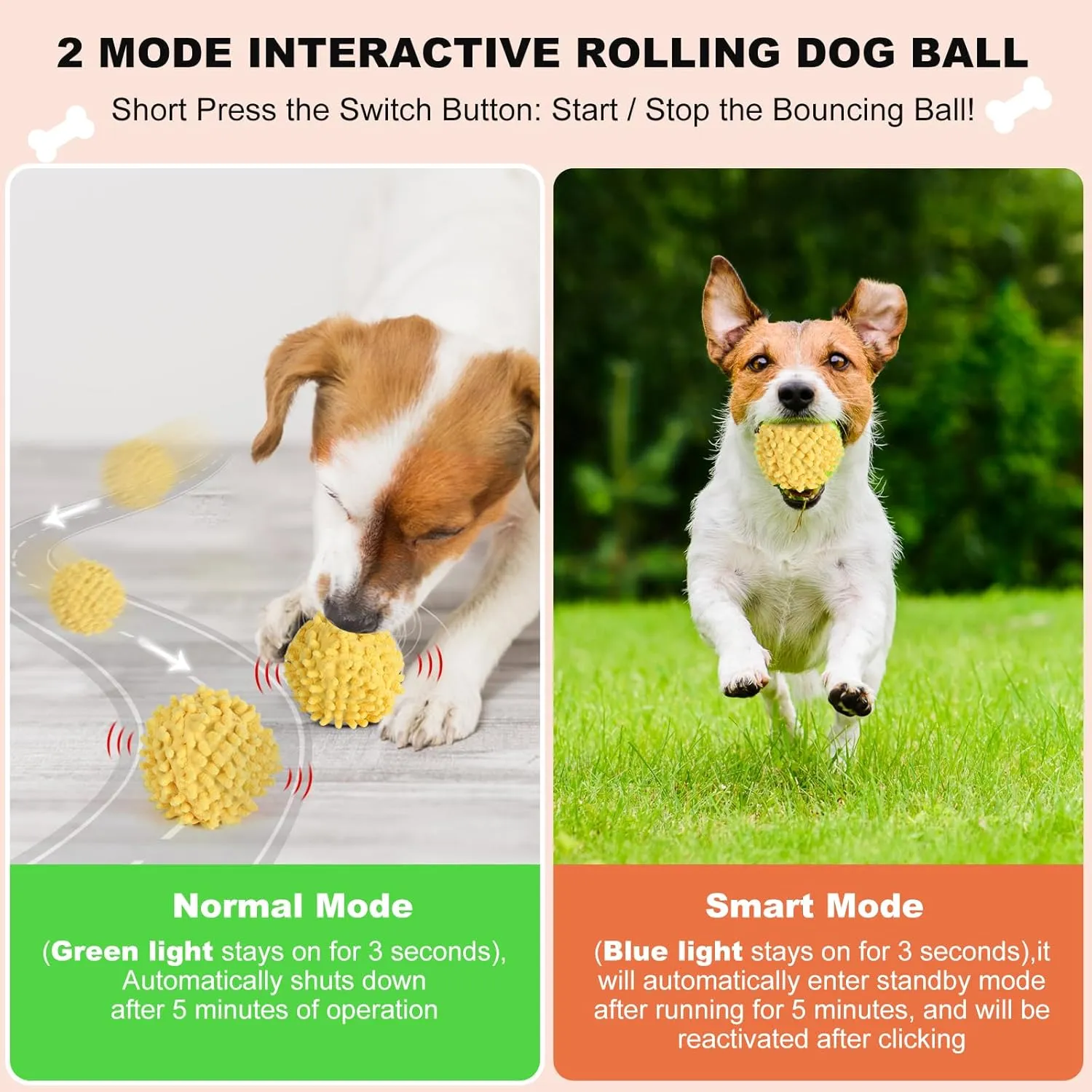 Interactive Dog Toys, Self Moving Dog Toy with Cover, Bouncing & Rotating Peppy Pet Ball for Dogs, Electric Ball Toys for Large Dogs, Interactive Rolling Toy to Keep Them Busy (Orange)
