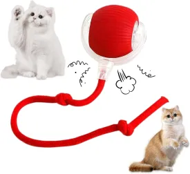 Interactive Rolling Cat Ball - 360Automatic Chew Toy for Active Cats, Smart Engaging Ball for Fun & Exercise, Ideal for Playtime and Mental Stimulation (Red)