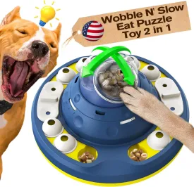 KADTC Dog Wobble Puzzle Toy Puppy Cognitive Toys Advanced Level 2 in 1 Adjustable Food Channel Design Mental Brain Stimulation Game Slow Puzzles Feeder Enrichment for Smart Small/Medium/Large Dogs