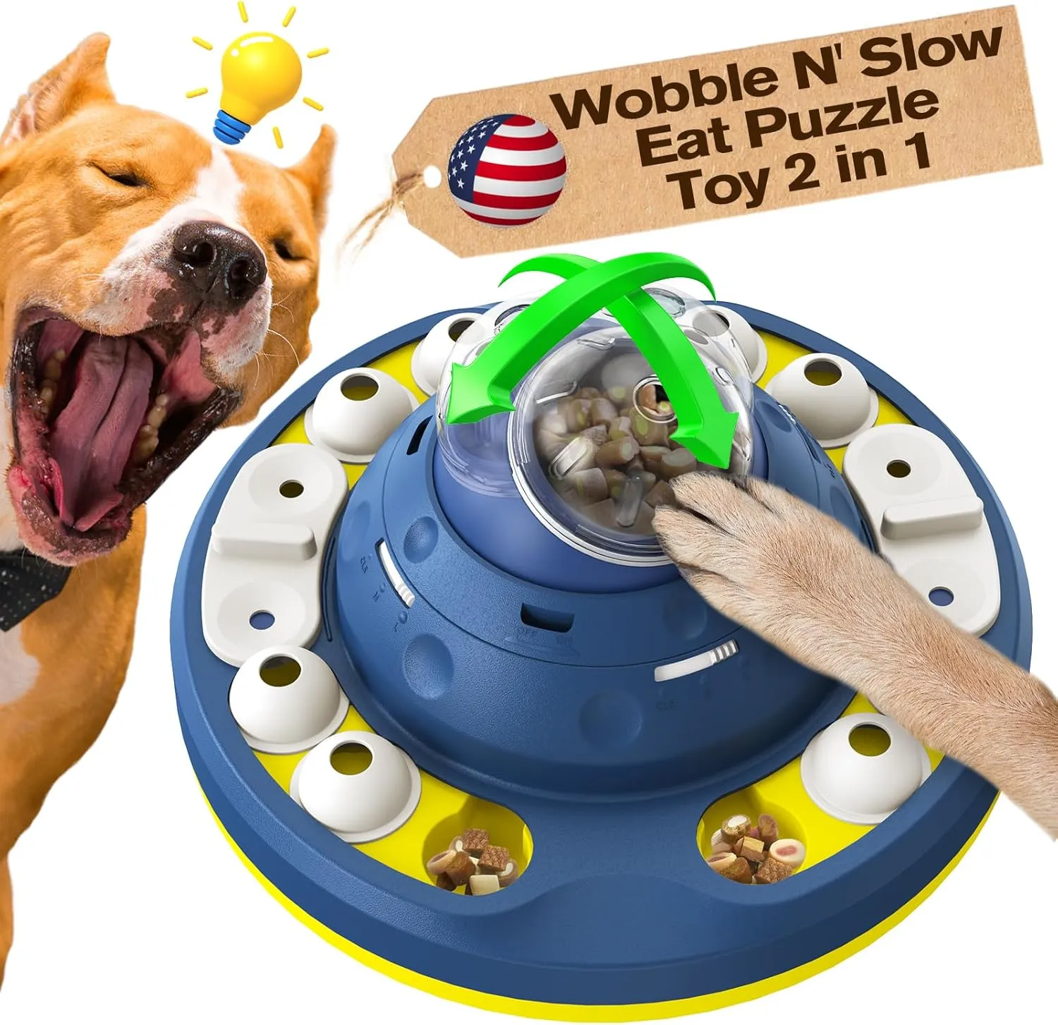 KADTC Dog Wobble Puzzle Toy Puppy Cognitive Toys Advanced Level 2 in 1 Adjustable Food Channel Design Mental Brain Stimulation Game Slow Puzzles Feeder Enrichment for Smart Small/Medium/Large Dogs