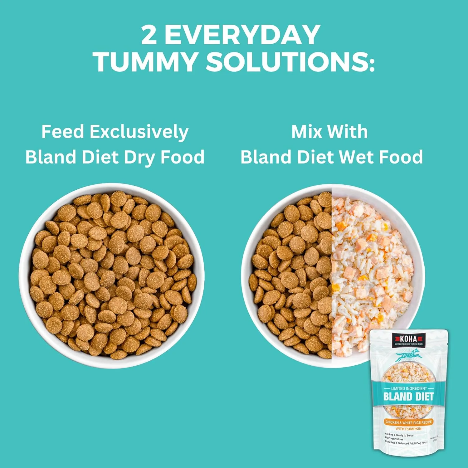 KOHA Limited Ingredient Bland Diet Dry Food for Dogs - Chicken & Brown Rice Recipe, Sensitive Stomach Dog Food - Pumpkin for Digestive Support, 20 lbs
