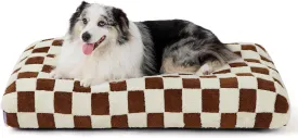 Lesure XLarge Dog Bed-Thick Shredded Chopped Foam Pet Bed Indoor with Removable Cover, Cute Modern Fuzzy Plush & Anti Slip Bottom, Brown