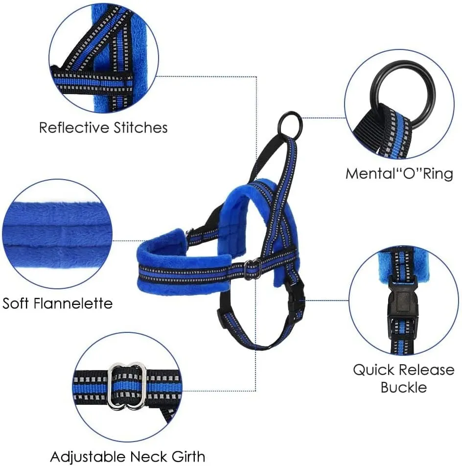 Lukovee Dog Harness and Leash Set, Soft Padded Adjustable Reflective Vest With 4ft Lightweight Anti-Twist Leash for Small Dogs (Small, Blue)