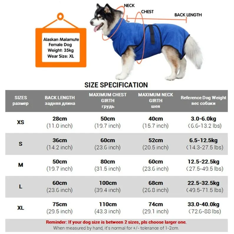 Microfiber Super Absorbent Dog Bathrobe