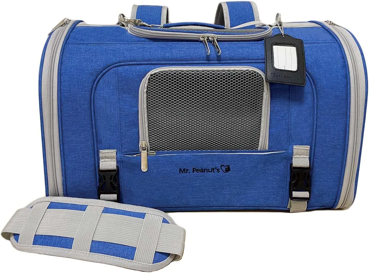 Mr. Peanut's Monterey Series Airline Compliant Horizontal Backpack Pet Carrier (Blue)