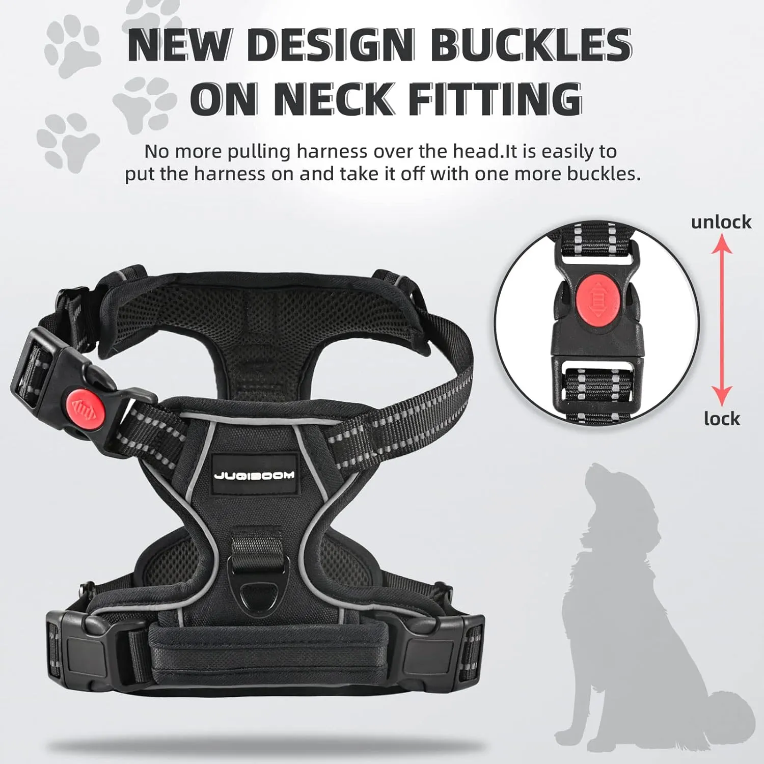 No Pull Dog Harness with A Free Heavy Duty 5ft Dog Leash, Adjustable Soft Padded Dog Vest, Reflective No-Choke Pet Oxford Vest with Easy Control Handle for Small and Large Dogs(Black, Small)