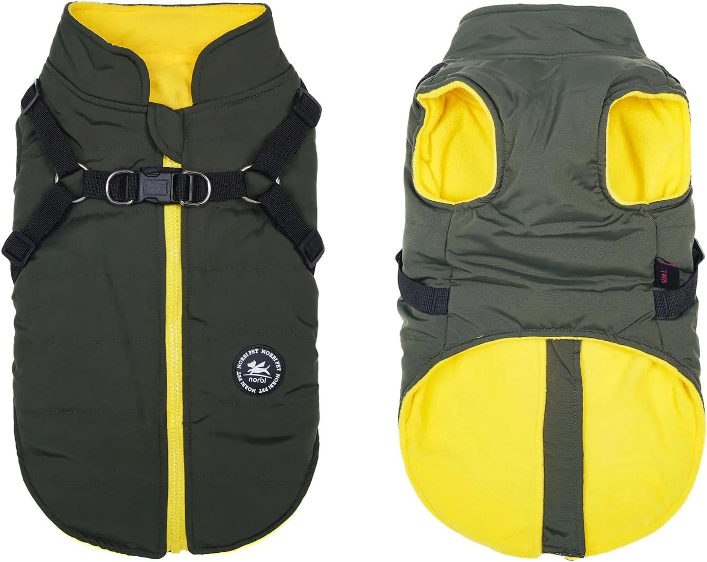 Norbi Dog Winter Jacket with Built-in Harness - Adjustable Warm Coats for Small to Large Dogs - Perfect for Cold Weather
