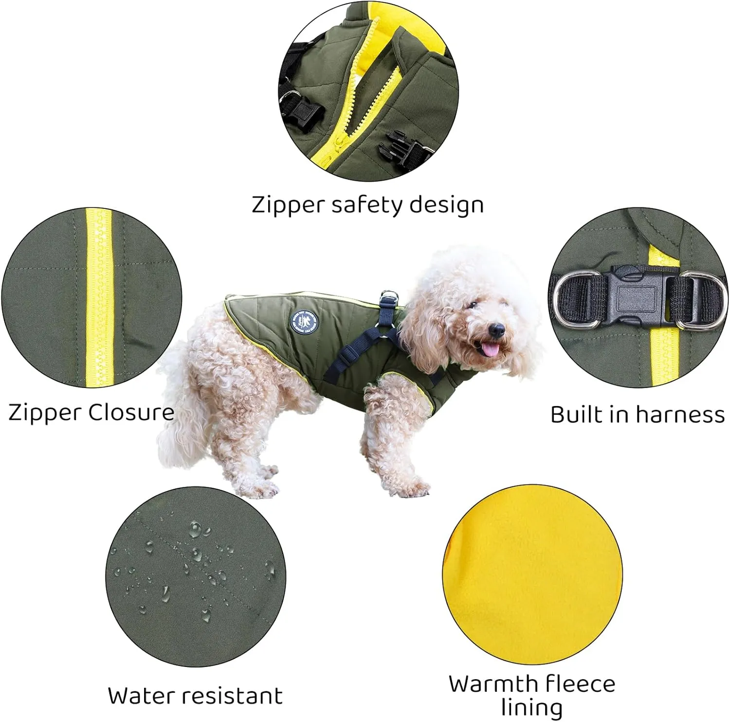 Norbi Dog Winter Jacket with Built-in Harness - Adjustable Warm Coats for Small to Large Dogs - Perfect for Cold Weather