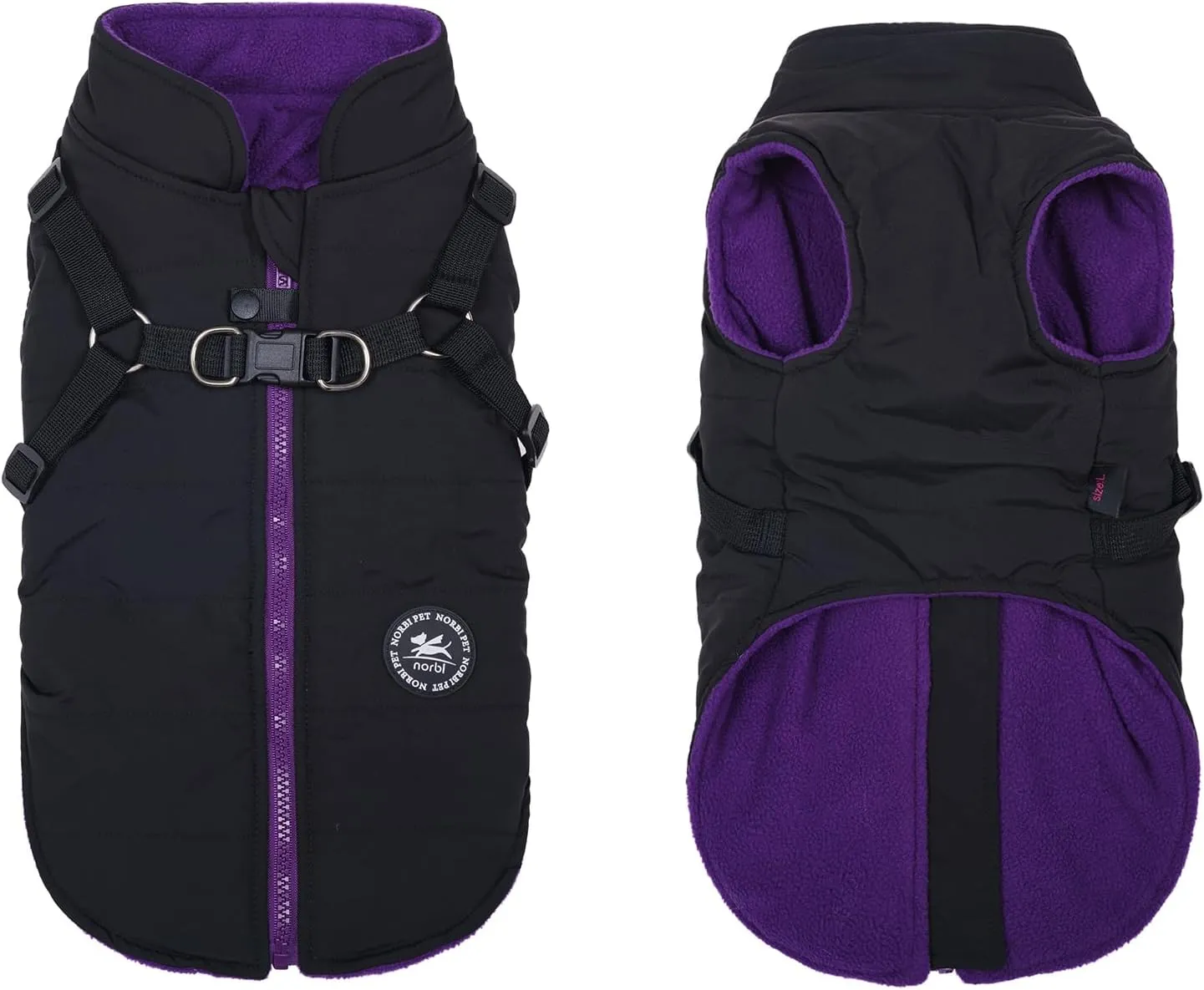 Norbi Winter Dog Jacket with Built-in Harness - Adjustable Warm Coats for Small, Medium, Large Dogs - Cold Weather Protection