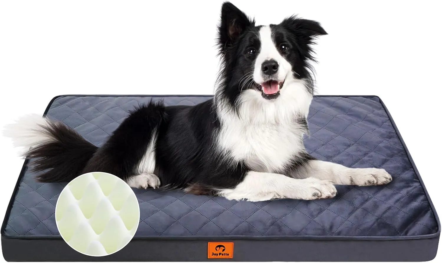 Orthopedic Dog Bed for Large Dogs - 3" Egg Crate Foam,Waterproof & Machine Washable, Non-Slip Bottom, Ideal for Crate Use, 35x22 Inch, Dark Grey