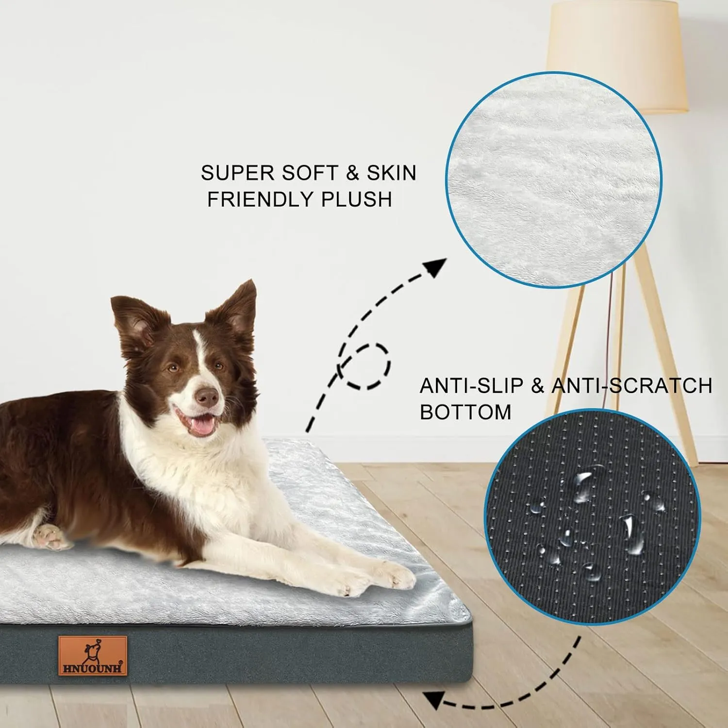 Orthopedic Dog Bed, Waterproof Dog Bed for Medium, Large and Extra Large Dogs, Egg Foam Pet Bed with Washable Removable Cover and Non-Slip Bottom,Grey M(30 x 20 x 3 inch)