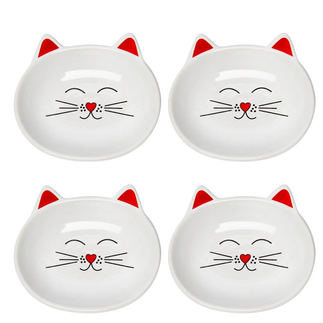 OSCAR CAT DISH SET OF 4 - WHITE