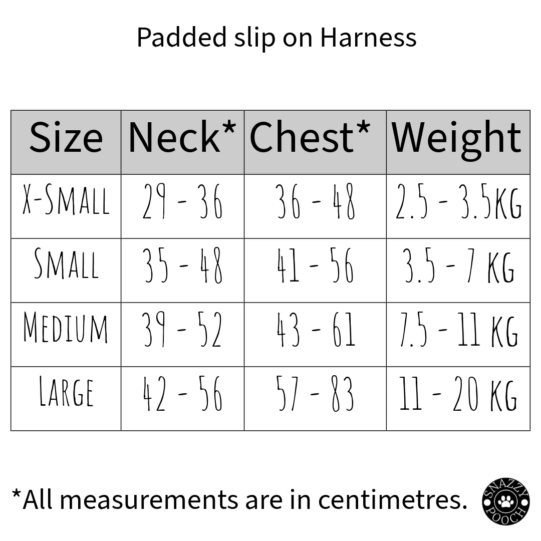 Padded slip on Harness - Peppermint