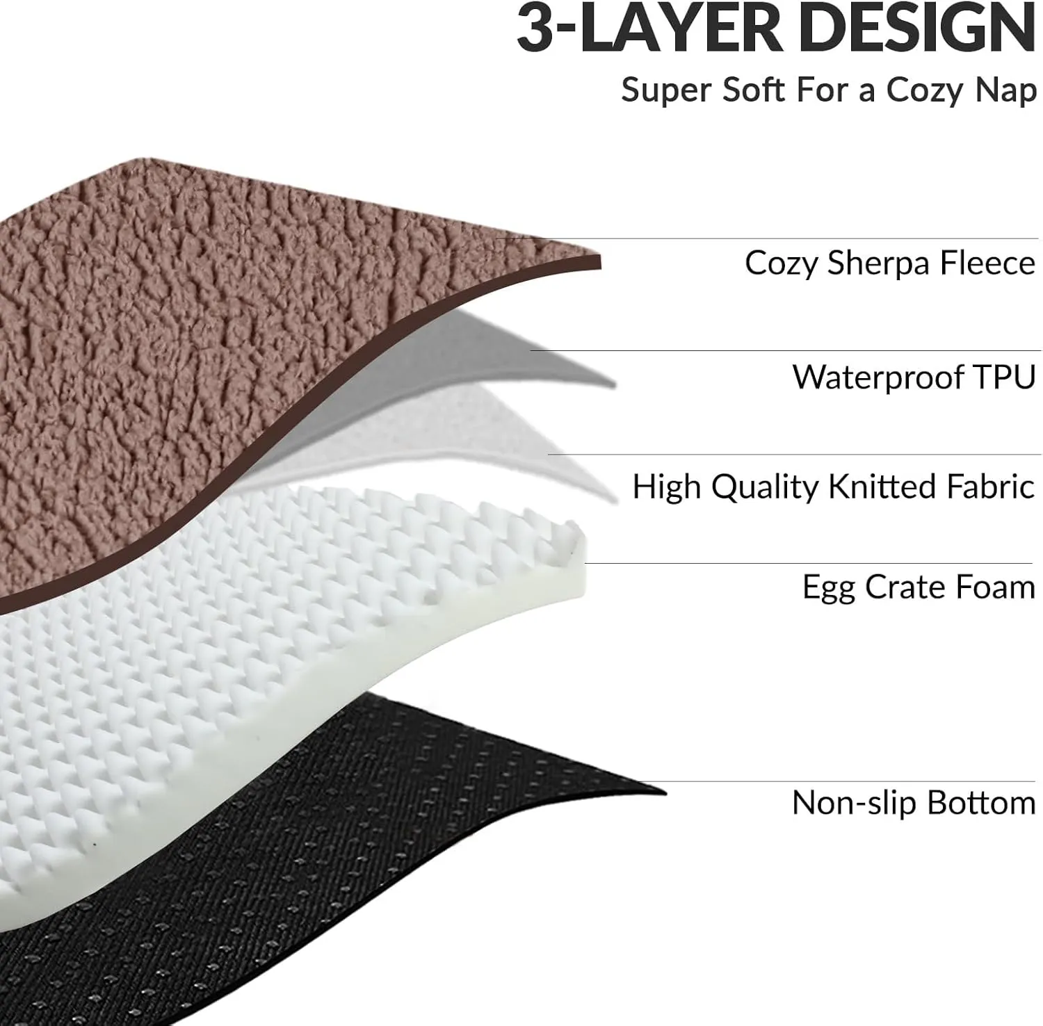 Patas Lague Orthopedic XXL Dog Bed for Extra Large Dogs 48''X30'', Waterproof L Shaped Big Large Pet Sofa Beds with Removable Washable Cover, Soft Comfortable Pet Couch Mat with Nonskid Bottom, Brown