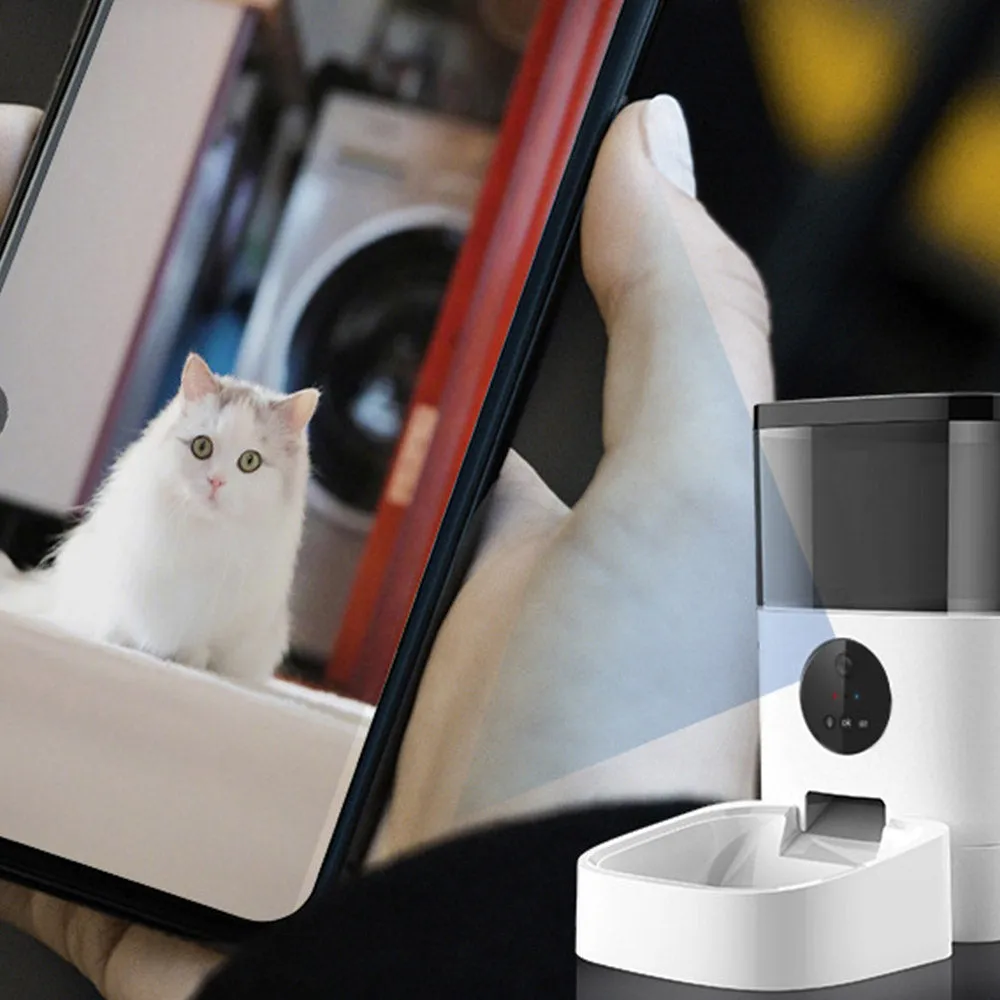 PAWS ASIA Factory Dropshipping Durable Wifi 4L Phone App Remote Control  Voice Camera Smart Auto Pet Feeder Bowl