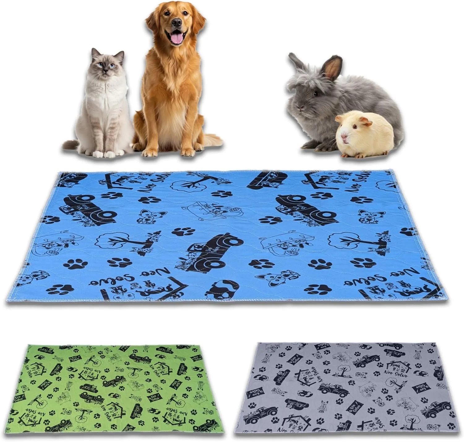 Pee Pad 47.2 x 23.6 Inches - Reusable Waterproof Absorbent Non-Slip - for Dog, Bunny, Guinea Pigs, Cat - Potty Training - Kitchen Floor - in Front of Litter Box - Cage Bottom