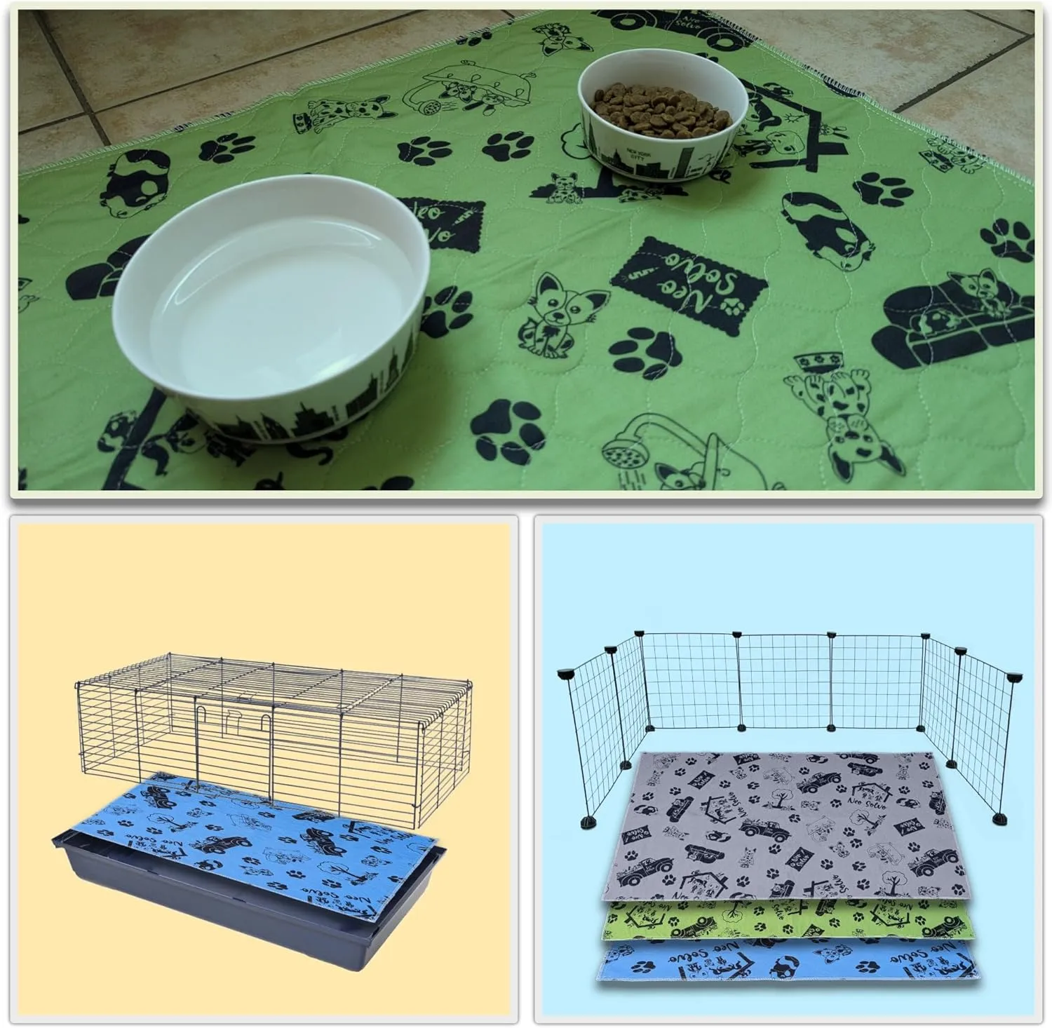 Pee Pad 47.2 x 23.6 Inches - Reusable Waterproof Absorbent Non-Slip - for Dog, Bunny, Guinea Pigs, Cat - Potty Training - Kitchen Floor - in Front of Litter Box - Cage Bottom