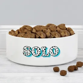 Personalised Blue Spots Name 14Cm Medium Pet Bowl For Dogs And Cats