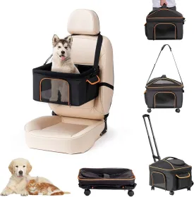 Pet Carrier for Small Dog Cat, Cat Dog Carrier with Wheels Soft Sided Dog Rolling Crate Cat Travel Bag up to 20 Lbs Pet Strollers for Small Pets