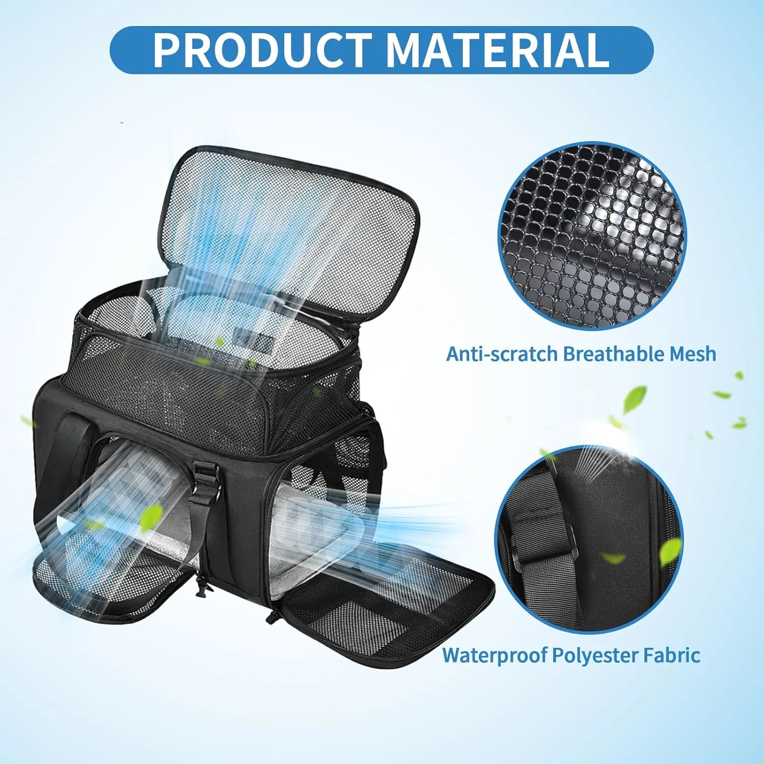 Pet Carrier for Small Dogs Cats Airline Approved Top Expand Space 900D Oxford Fabric Wear Resistant and Scratch Resistant Car Travel Foldable