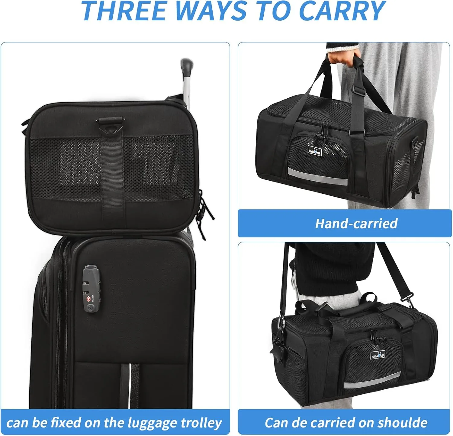 Pet Carrier for Small Dogs Cats Airline Approved Top Expand Space 900D Oxford Fabric Wear Resistant and Scratch Resistant Car Travel Foldable