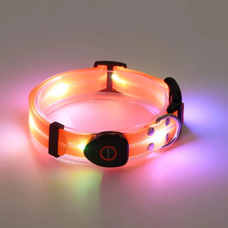 Pet Dog LED Light UP Collar Leash USB Rechargeable Collar Glowing for Pet Safe Night Walking