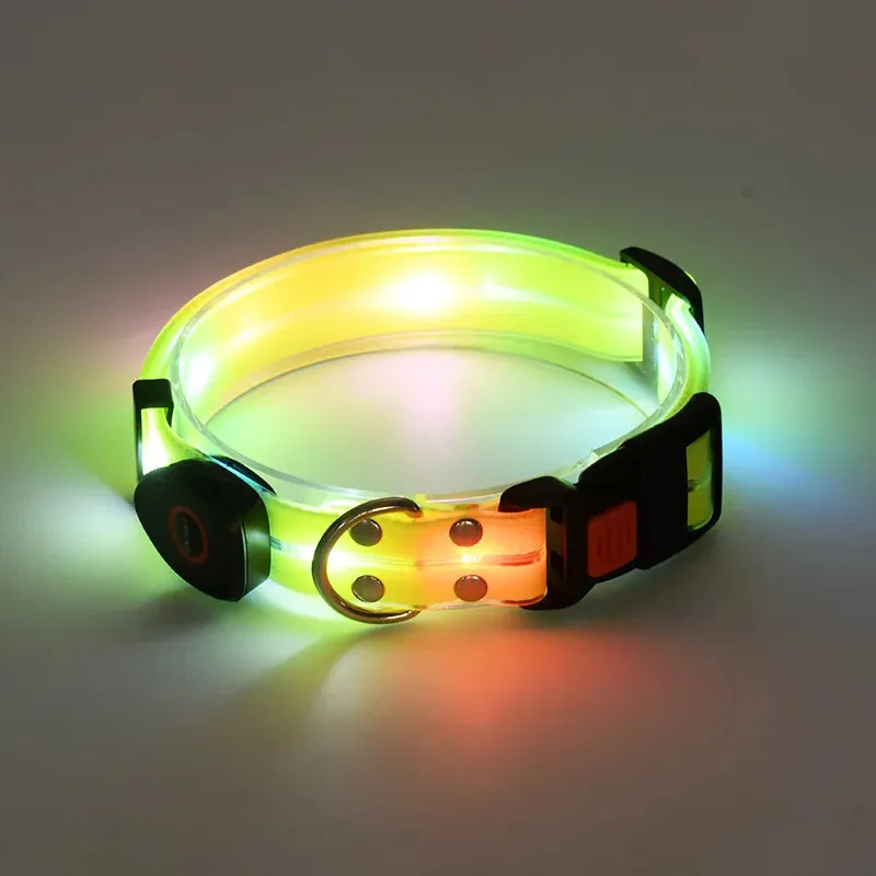 Pet Dog LED Light UP Collar Leash USB Rechargeable Collar Glowing for Pet Safe Night Walking