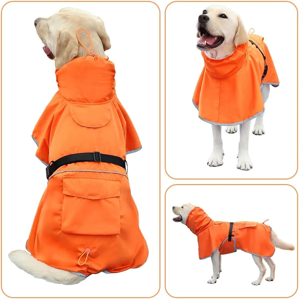 Pet Dog Raincoat, Rain Poncho Jacket for Medium and Large Dogs, Winter Warmer (Orange, 4XL)