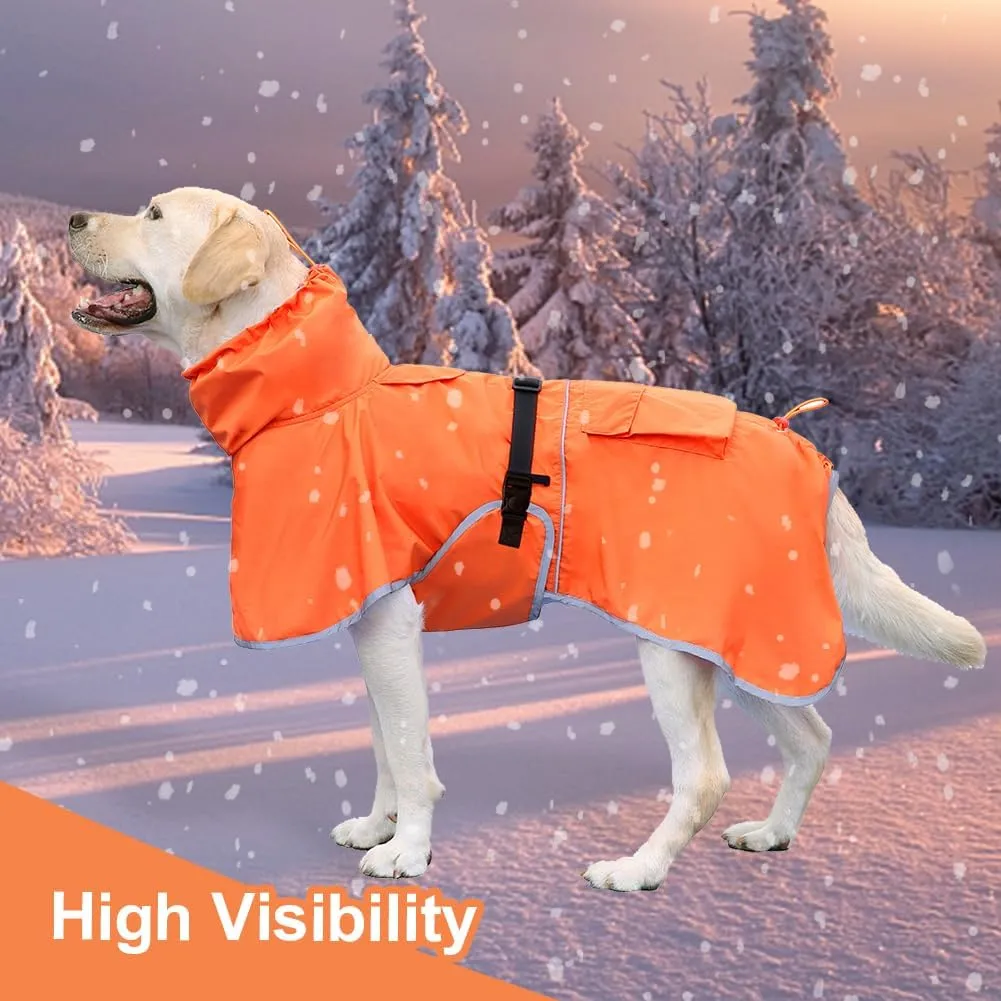 Pet Dog Raincoat, Rain Poncho Jacket for Medium and Large Dogs, Winter Warmer (Orange, 4XL)