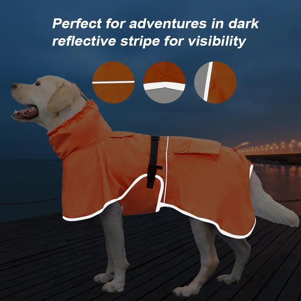 Pet Dog Raincoat, Rain Poncho Jacket for Medium and Large Dogs, Winter Warmer (Orange, 4XL)