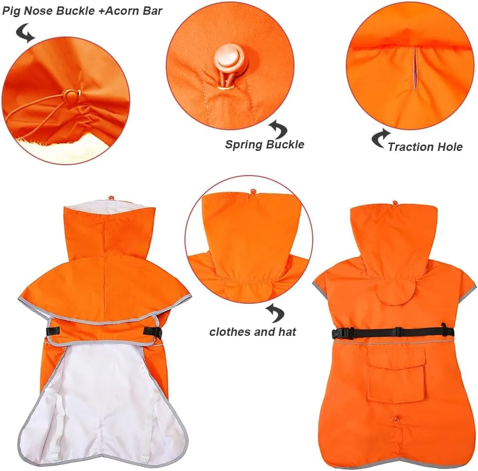 Pet Dog Raincoat, Rain Poncho Jacket for Medium and Large Dogs, Winter Warmer (Orange, 4XL)