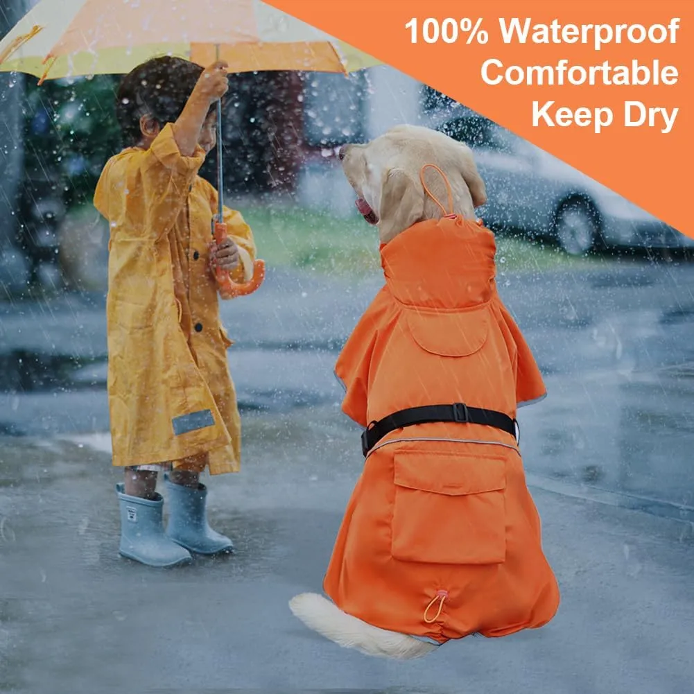 Pet Dog Raincoat, Rain Poncho Jacket for Medium and Large Dogs, Winter Warmer (Orange, 4XL)