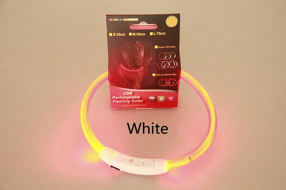 Pet Flashing Collar USB Rechargeable Glowing Necklace Safety Collar