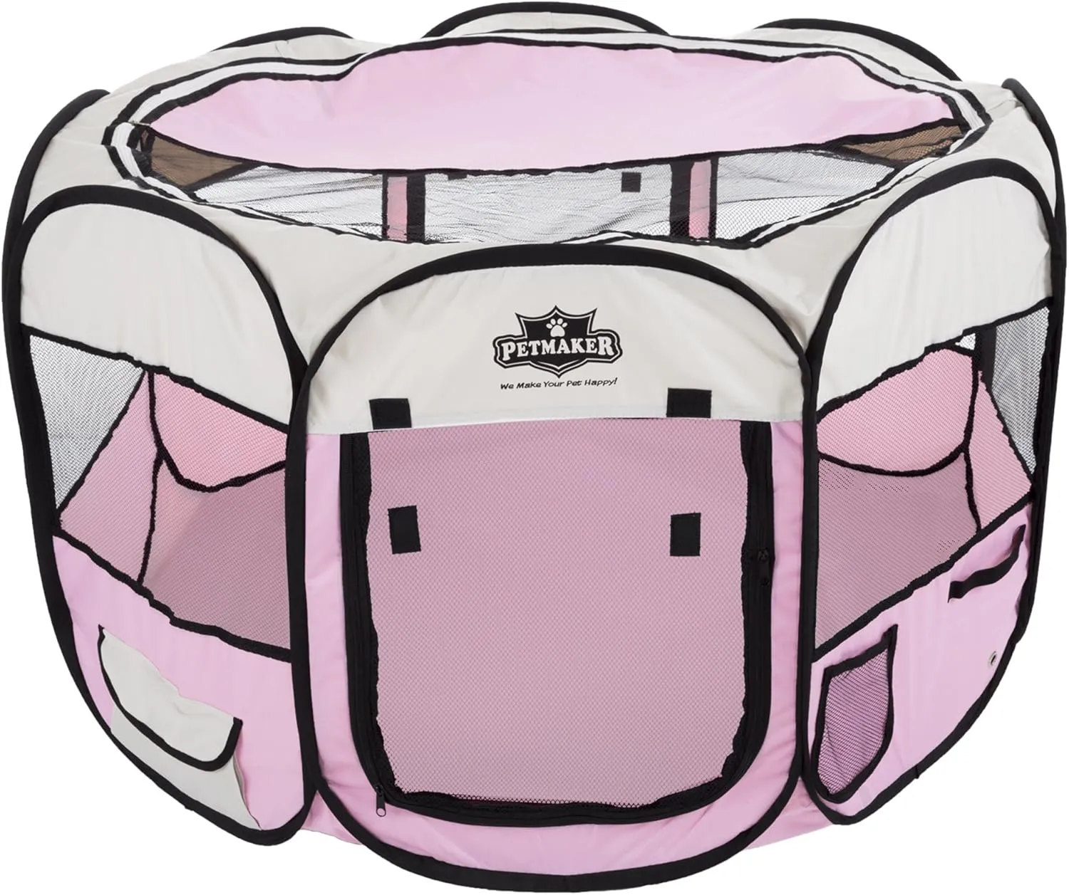 Pet Playpen - 38x24 Pop-Up Dog Kennel with Carry Bag - Portable Play Pen for Dogs, Cats, Rabbits, and Small Animals up to 25lbs by PETMAKER (Pink)